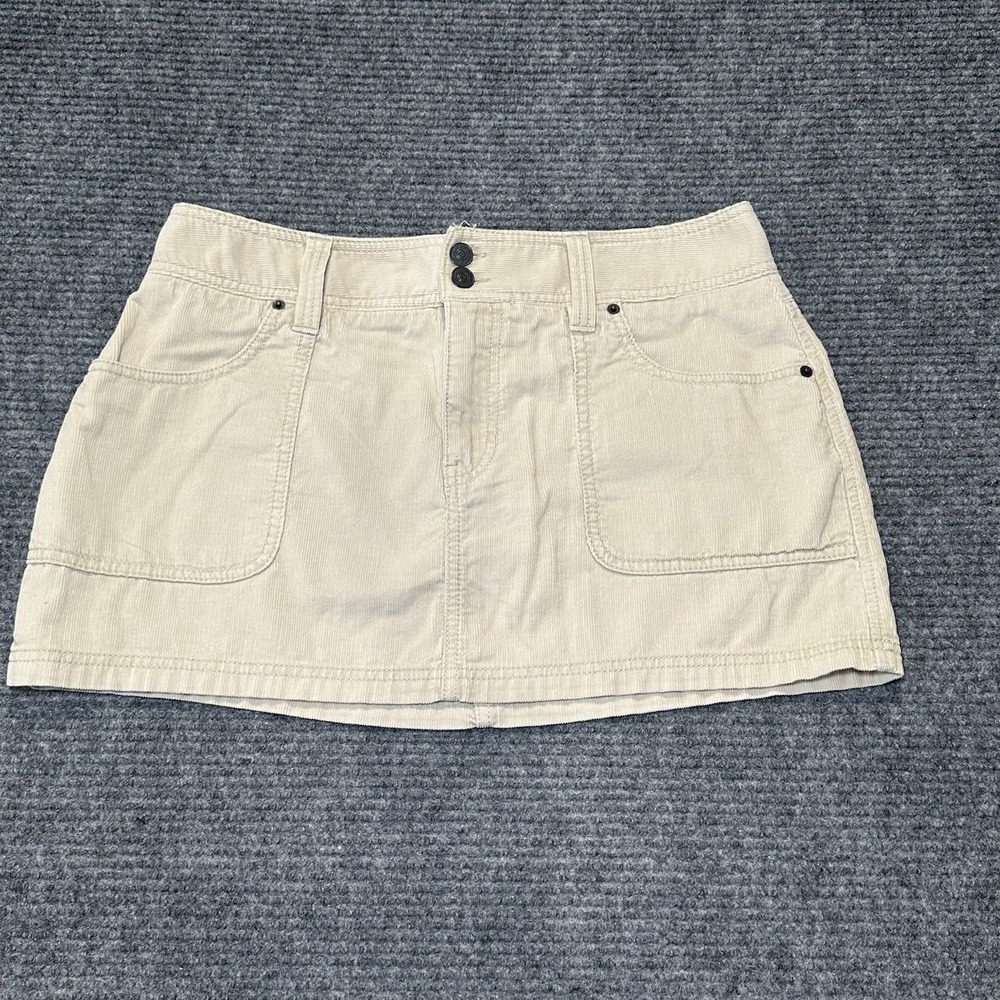 vintage y2k‎ abercrombie and fitch Micro Mini Tan Corduroy Skirt Size M